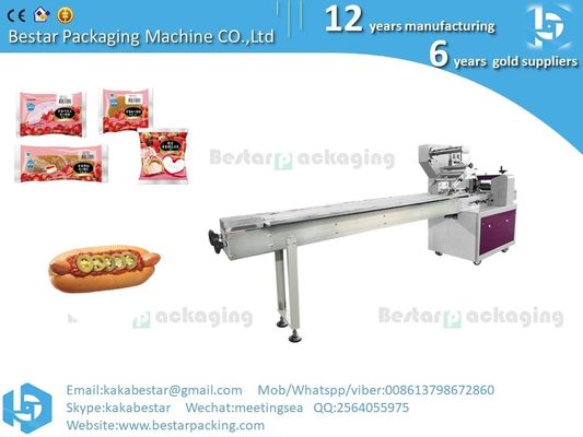 Comidas para snacks Perrito caliente salchicha de jamón Máquina automática de embalaje horizontal proveedor