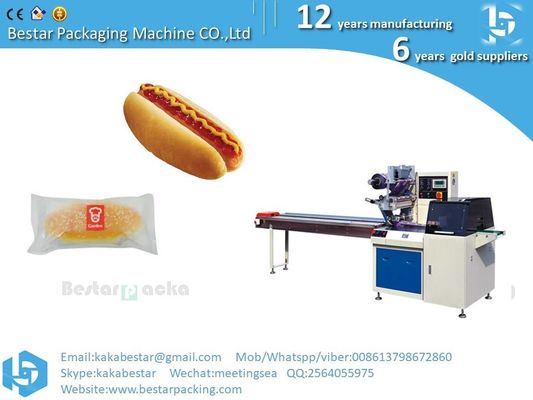 Comidas para snacks Perrito caliente salchicha de jamón Máquina automática de embalaje horizontal proveedor