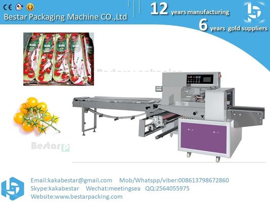 Máquina de embalaje de hongo de alta eficiencia pepinos de manzana de flujo lechuga de cerezo de tomate pastel de frutas y verduras frescas proveedor