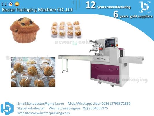 Máquina automática de embalaje de almohadas para muffins de alta calidad, máquina de embalaje de alimentos, fabricación de bolsas proveedor